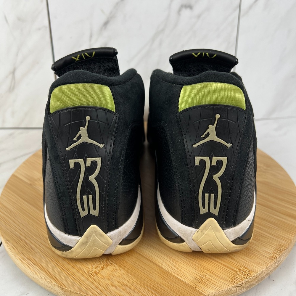 Nike Air Jordan 14 Indiglo Mens Size 12 Black Green Sneakers Shoes 487471-005 - Picture 2 of 12